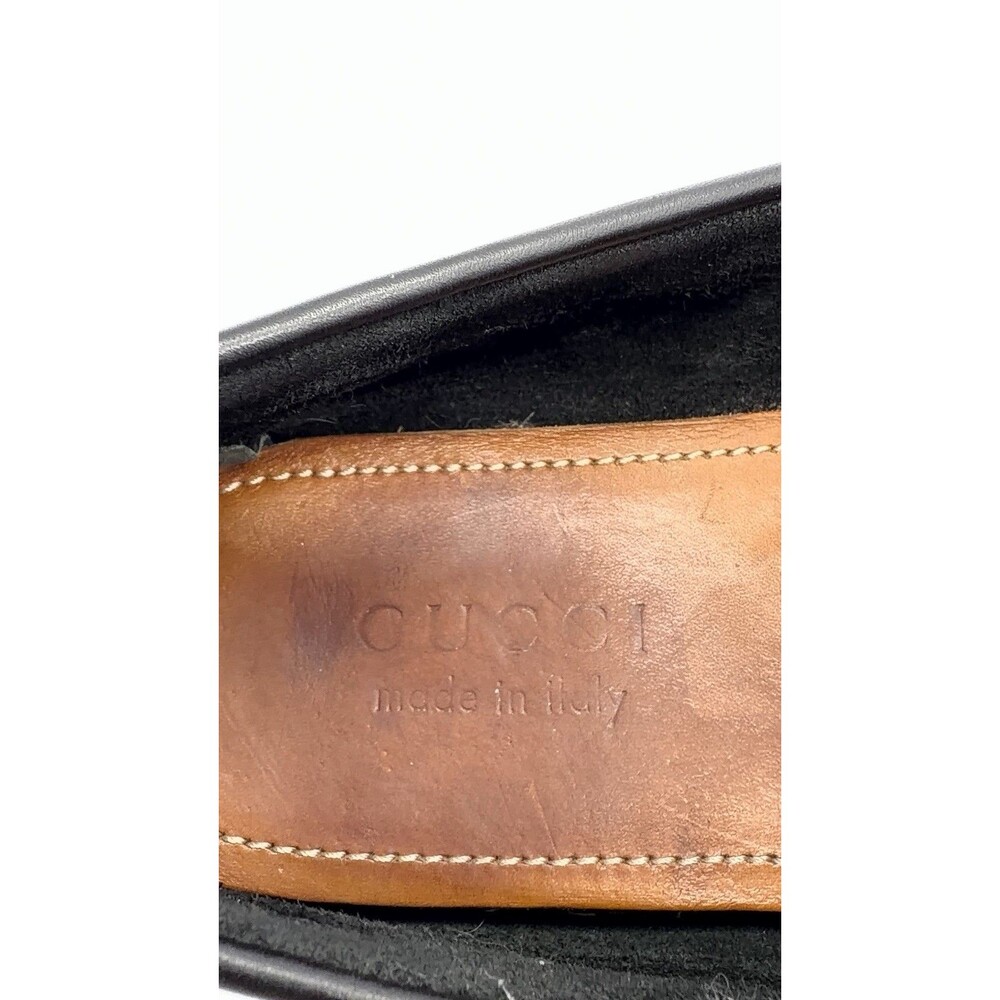 GUCCI Driver Men's Black Leather Horsebit With Web Loafers New UK 7 US 7.5 - Picture 12 of 16